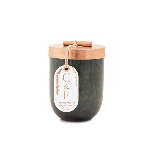 Cypress + Fir Green Blown Glass Candle - 7 oz - Mellow Monkey