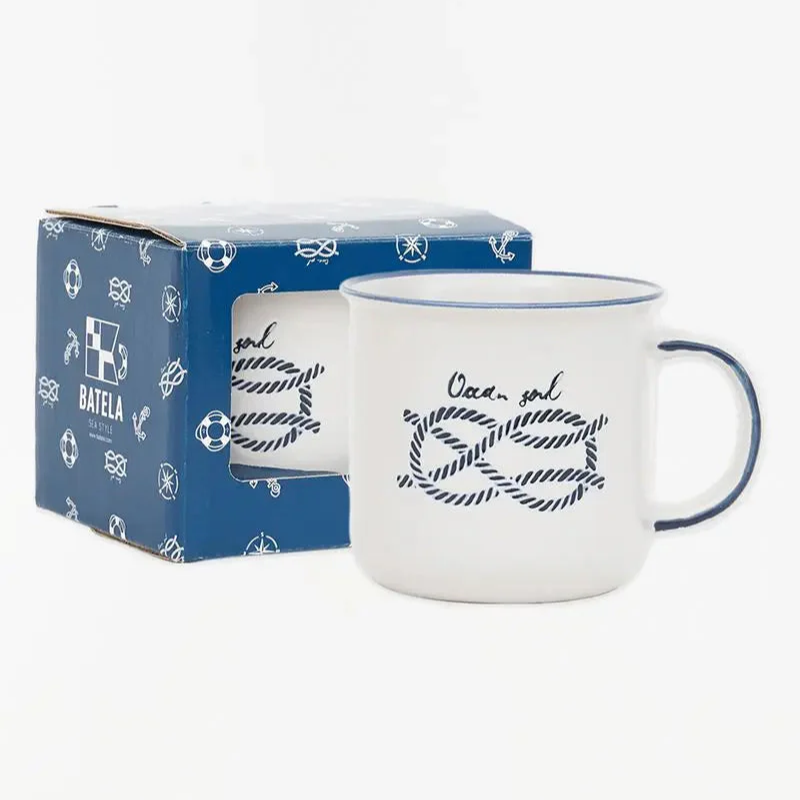 Nautical Sailor's Knot Ceramic Mug - White - Mellow Monkey