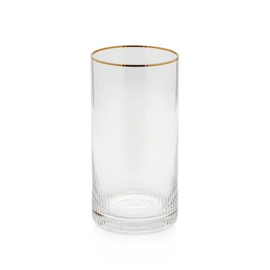 Optic Highball Glass With Gold Rim - Mellow Monkey