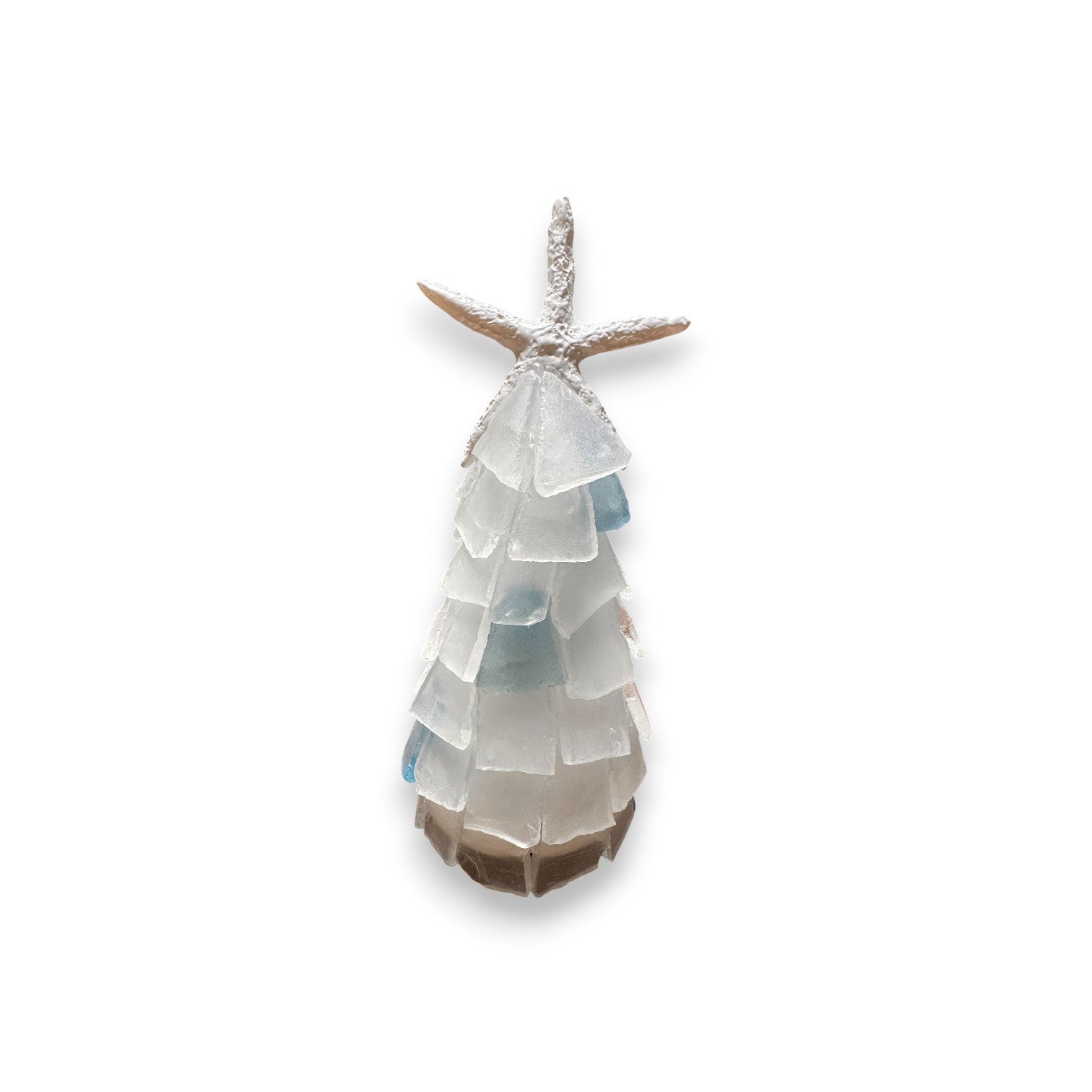 Sea Glass Christmas Tree With Starfish - 6 In. - Hint of Teal - Mellow Monkey
