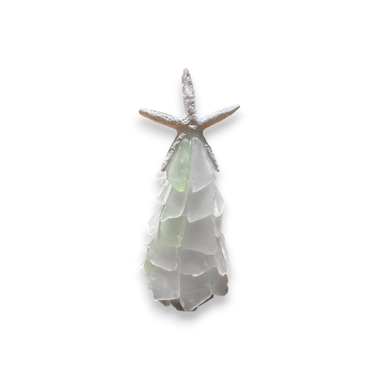 Sea Glass Christmas Tree With Starfish - 6 In. - Hint of Mint - Mellow Monkey
