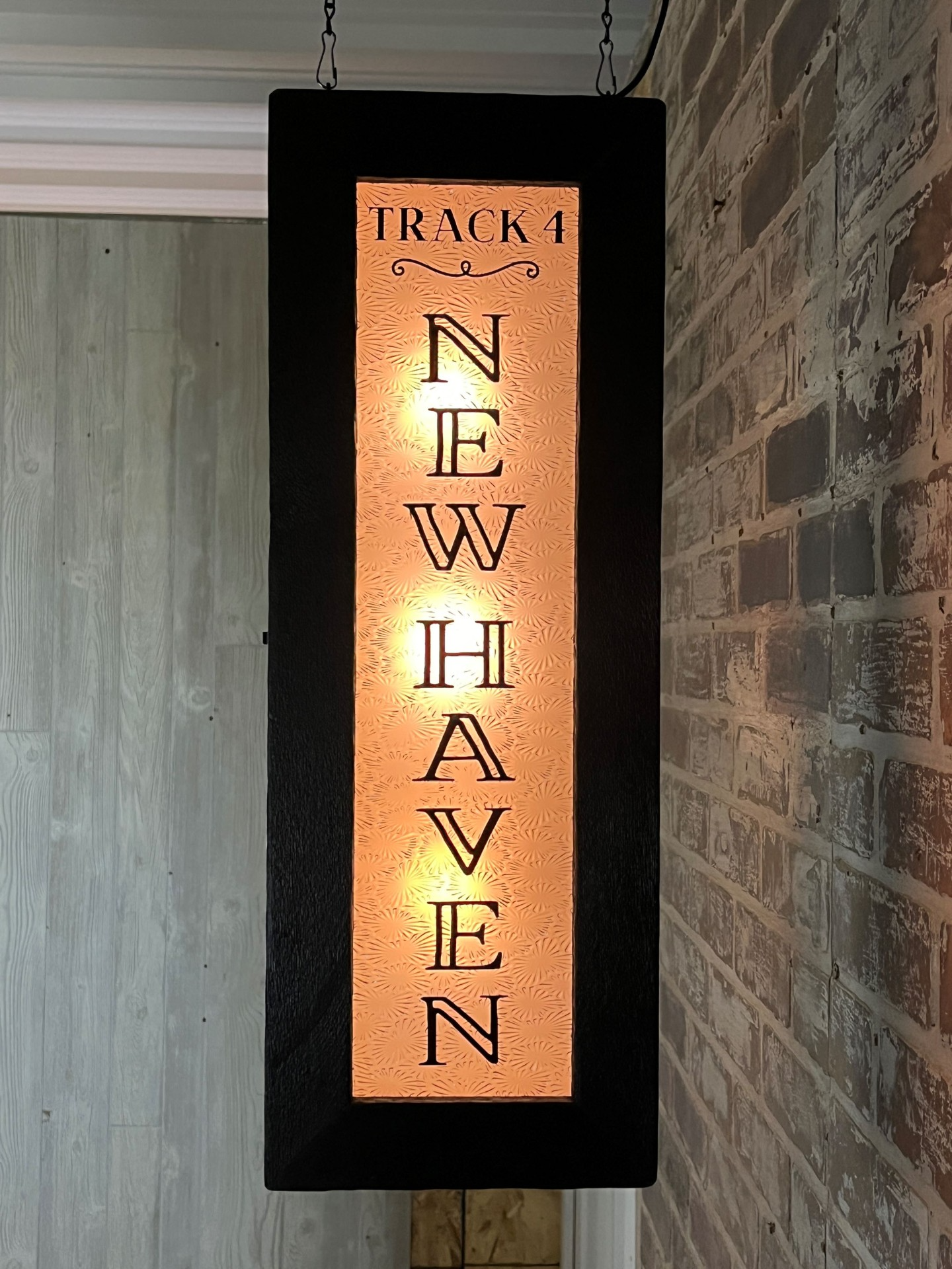 Two Sided New Haven & Grand Central Train Station Lighted Box Sign - Art Deco Font - 22-1/2-in - Mellow Monkey