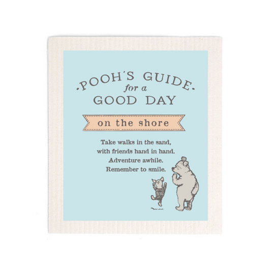 Good Day on the Shore - Winnie the Pooh Themed Swedish Dishcloth - Mellow Monkey