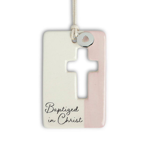 Pink Baptism Hanging Token - Mellow Monkey