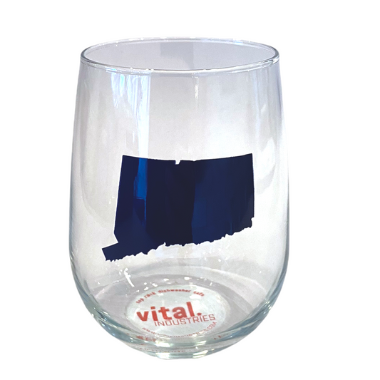 Connecticut State Stemless Wine Glass - 17-oz. - Mellow Monkey