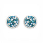 Sterling Silver Aquamarine White Crystal Stud Earrings - Mellow Monkey