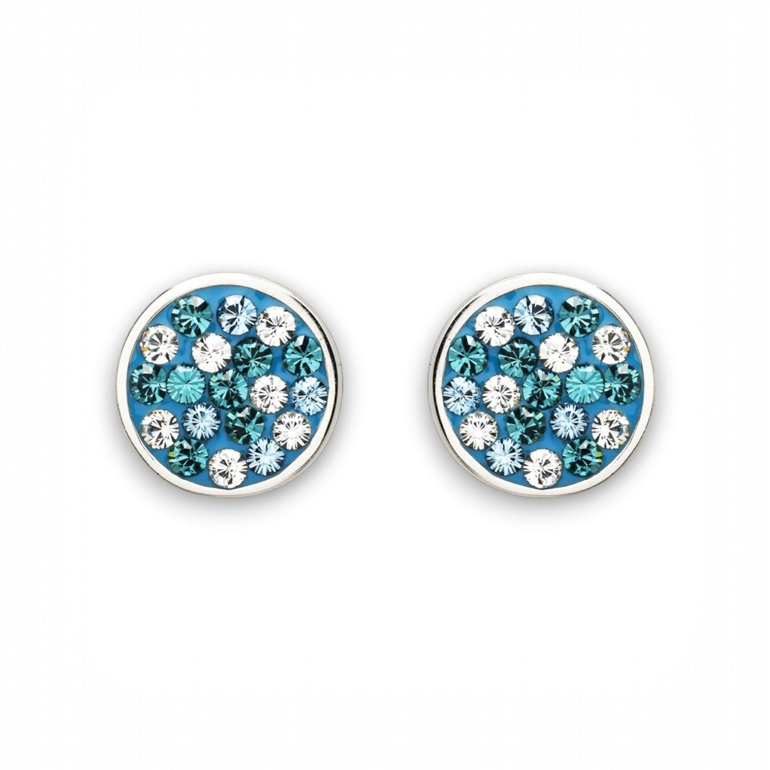 Sterling Silver Aquamarine White Crystal Stud Earrings - Mellow Monkey