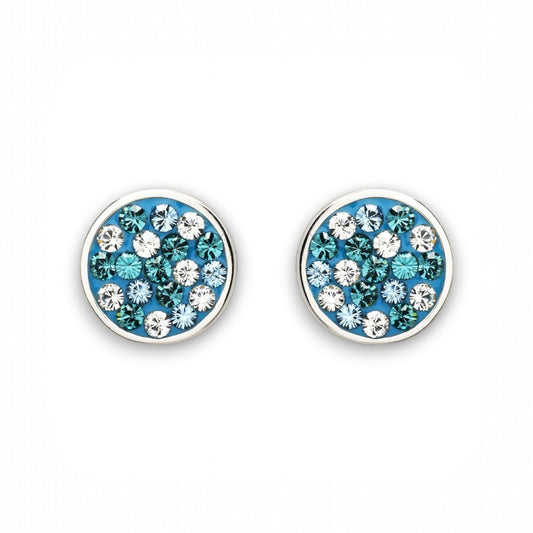 Sterling Silver Aquamarine White Crystal Stud Earrings - Mellow Monkey