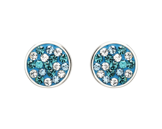 Sterling Silver Aquamarine White Crystal Stud Earrings