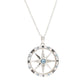 Sterling Silver Aqua White Crystal Compass Rose Necklace - Mellow Monkey