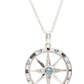 Sterling Silver Aqua White Crystal Compass Rose Necklace - Mellow Monkey