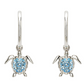 Sterling Silver Aqua Crystal Turtle Earrings - Mellow Monkey