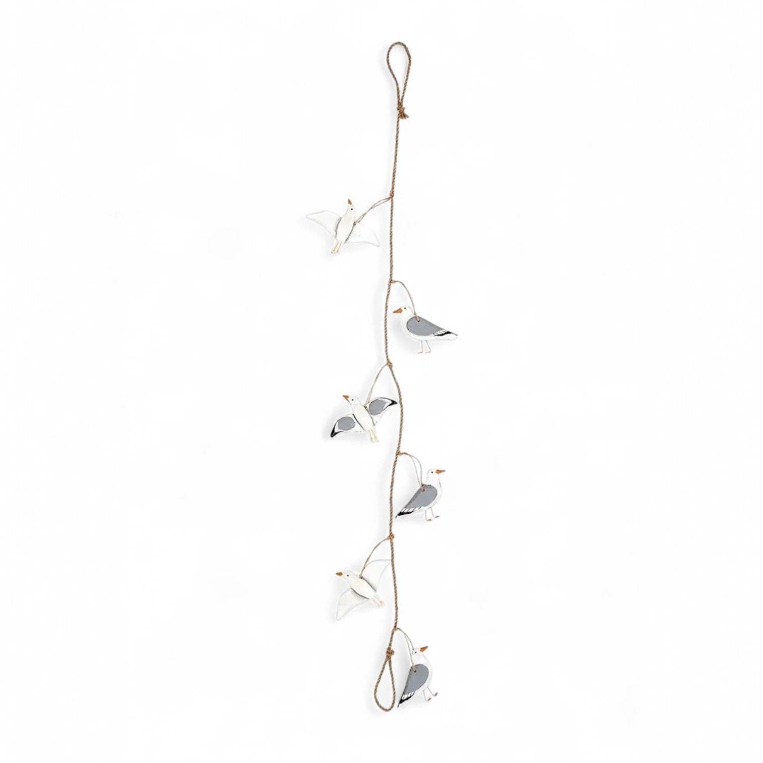 Wood and Rope Seagull Garland - 48-in - Mellow Monkey