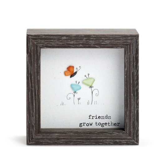 Friends Grow Together - Sharon Nowlan Shadow Box - 4 x 4 in - Mellow Monkey
