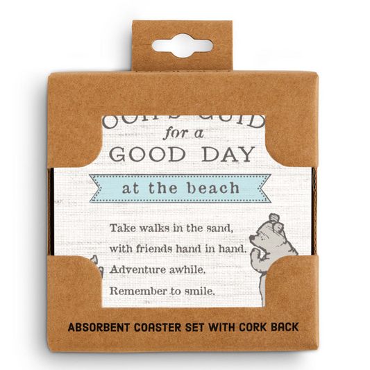 Day at the Beach - Winnie the Pooh Themed Coasters - Set of 4 - Mellow Monkey