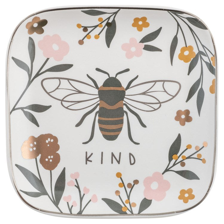 FLORA SQUARE TRINKET TRAY  LARGE BEE (S22)