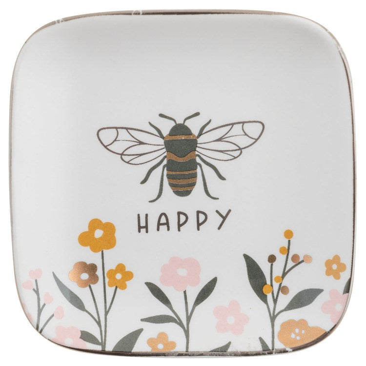 FLORA SQUARE TRINKET TRAY  SMALL BEE (S22)