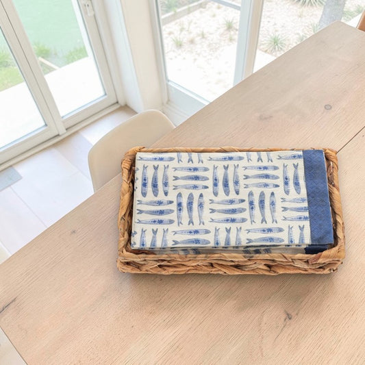 Woven Guest Towel Napkin Holder with Sardines Paper Napkins