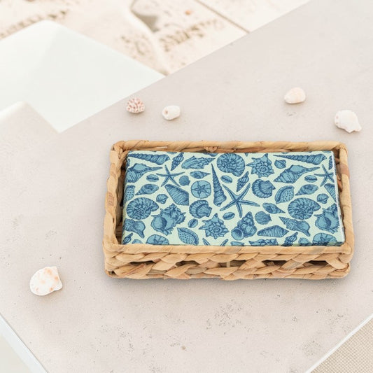 Woven Guest Towel Napkin Holder with Shells Paper Napkins