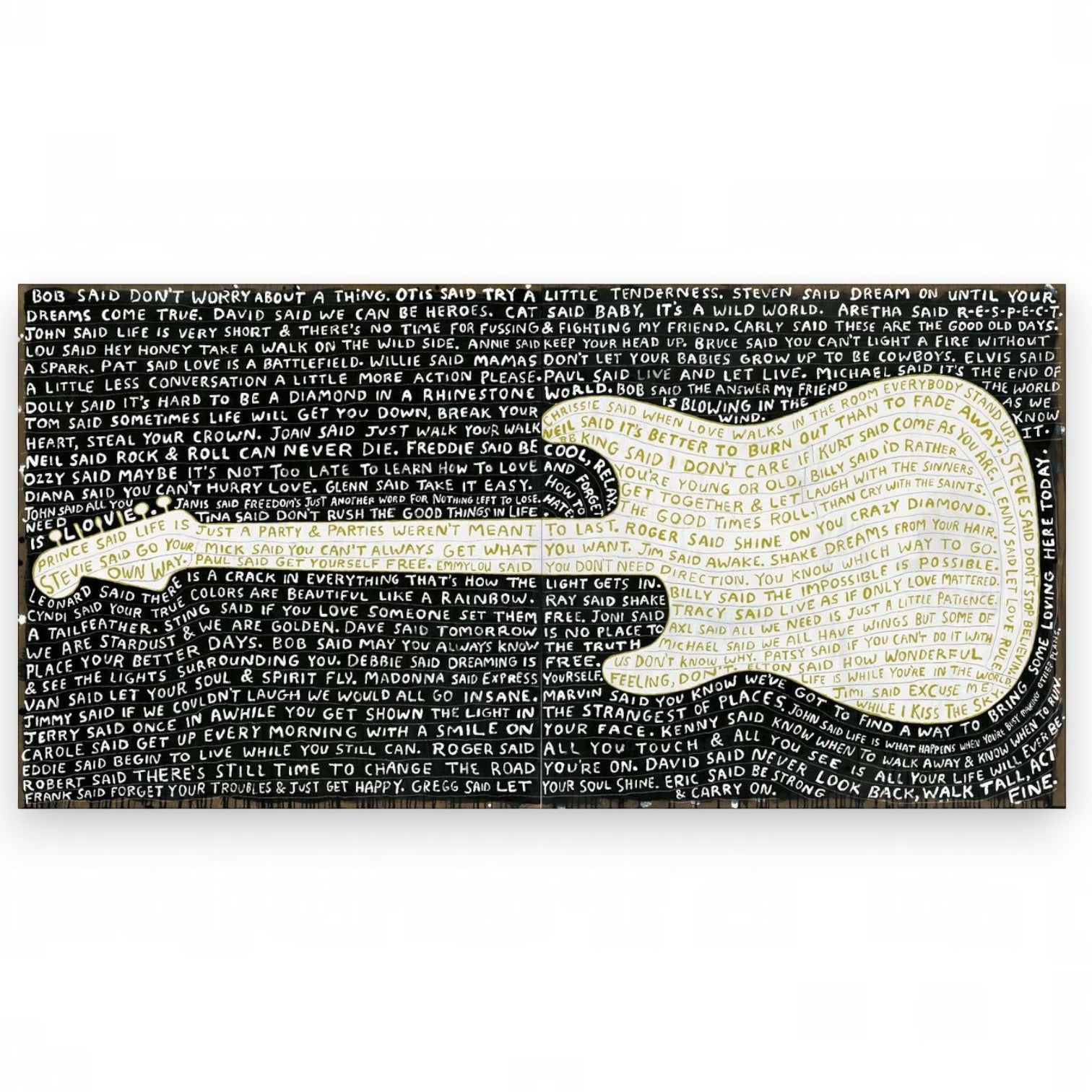 Sugarboo - Legends - 46x23 Chartreuse Two Piece Gallery Wrap Panel Statement Wall Art - Black Background - Mellow Monkey