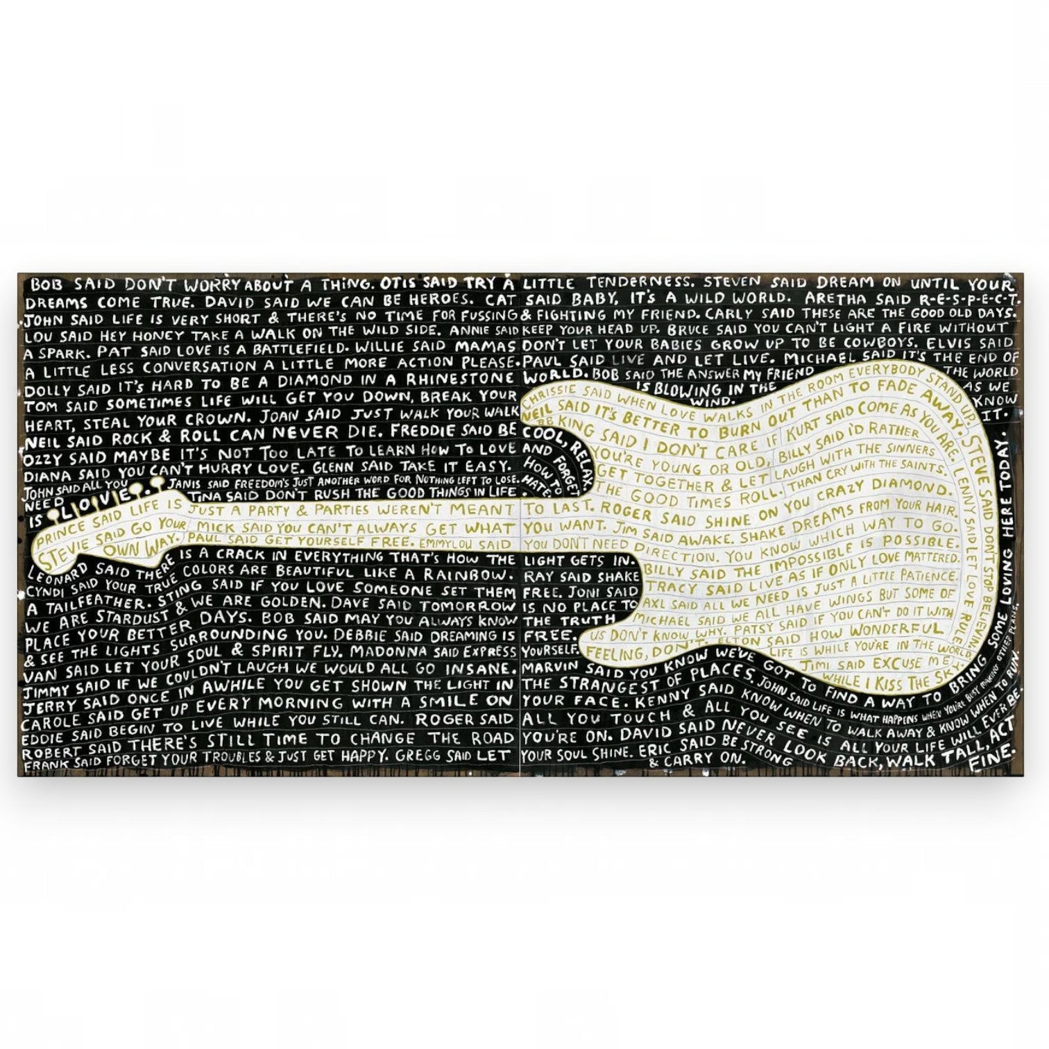 Sugarboo - Legends - 72x36 Chartreuse Two Piece Gallery Wrap Panel Statement Wall Art - Black Background - Mellow Monkey