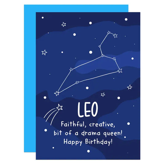 Leo - Faithful, Creative, Bit Of A Drama Queen - Birthday - Greeting Card - Mellow Monkey