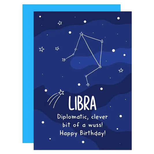 Libra - Diplomatic, Clever, Bit Of A Wuss - Birthday - Greeting Card - Mellow Monkey