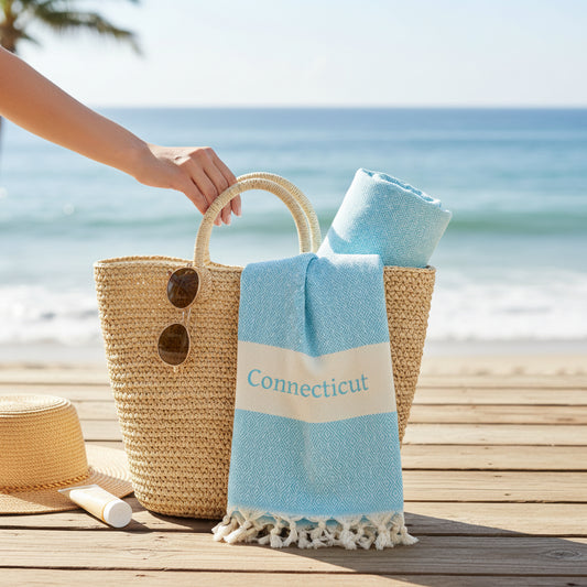 Connecticut Turkish Beach Towel - Turquoise