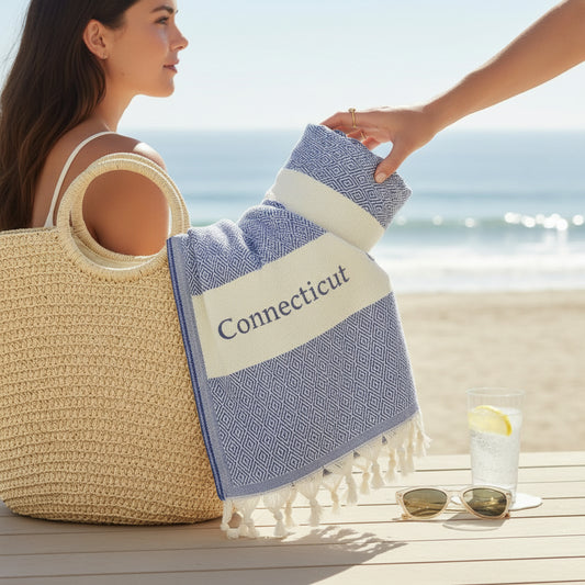 Connecticut Turkish Beach Towel - Blue
