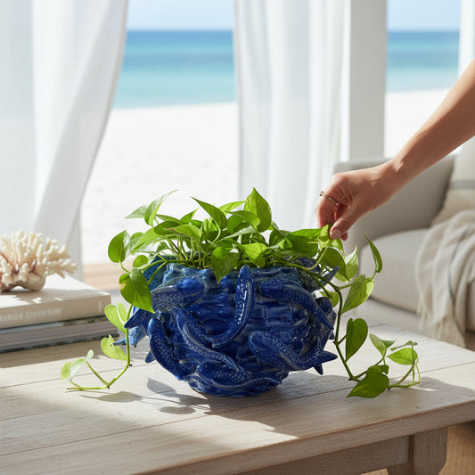 3D Fish Handmade Planter - 10-in