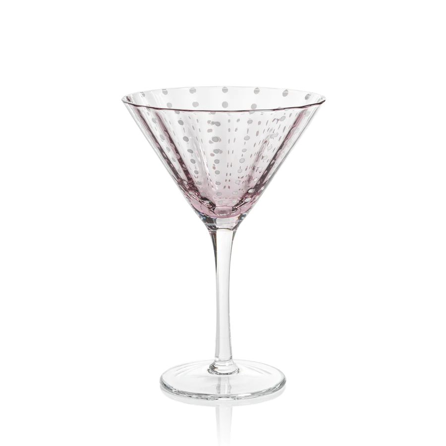 Portofino White Dot Martini Glass - Purple - Mellow Monkey