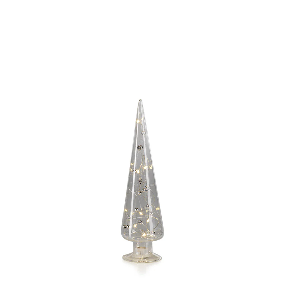 LED Glass Tree With Silver Beads - Mellow Monkey