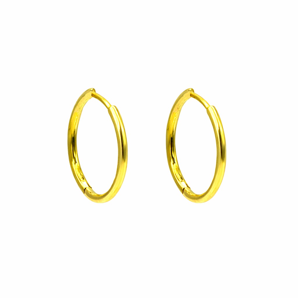 Mellow Monkey 18k gold plated vermeil hoop earrings, lightweight and sparkly accent jewelry.