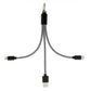 Mellow Monkey 3-in-1 charging keyring with black and white braided nylon cables, USB, USB-C, and Lightning connectors.