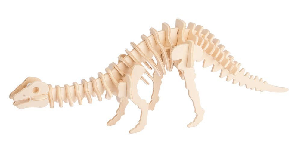 Mellow Monkey 3D wooden dinosaur skeleton puzzle, natural wood, unassembled