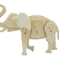 Mellow Monkey 3D wooden elephant puzzle, made from natural plywood with grooved edges. Educational toy.