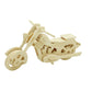 Mellow Monkey 3D wooden motorcycle puzzle, made from natural plywood with grooved edges.