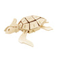 Mellow Monkey 3D wooden sea turtle puzzle, made from natural plywood with grooved edges.