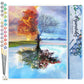 Mellow Monkey 4 Seasons Tree paint by numbers kit for adults, 16"x20", advanced difficulty, shows a tree reflecting its summer and winter halves.