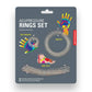 Mellow Monkey acupressure rings set in spring steel for finger, wrist, and foot massage to relieve stress and tension.