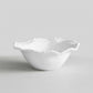 Mellow Monkey Alegria medium white melamine serving bowl with beaded rim, perfect for salads or chips.