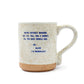 Mellow Monkey XO Alice in Wonderland ceramic mug with blue quote text and speckled cream finish
