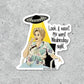 Mellow Monkey Alien Abduction vinyl sticker featuring a woman in a patterned shirt being beamed up by a UFO. Waterproof decal.
