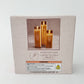 Mellow Monkey set of three amber glass flameless LED pillar candles with remote and timer in retail packaging