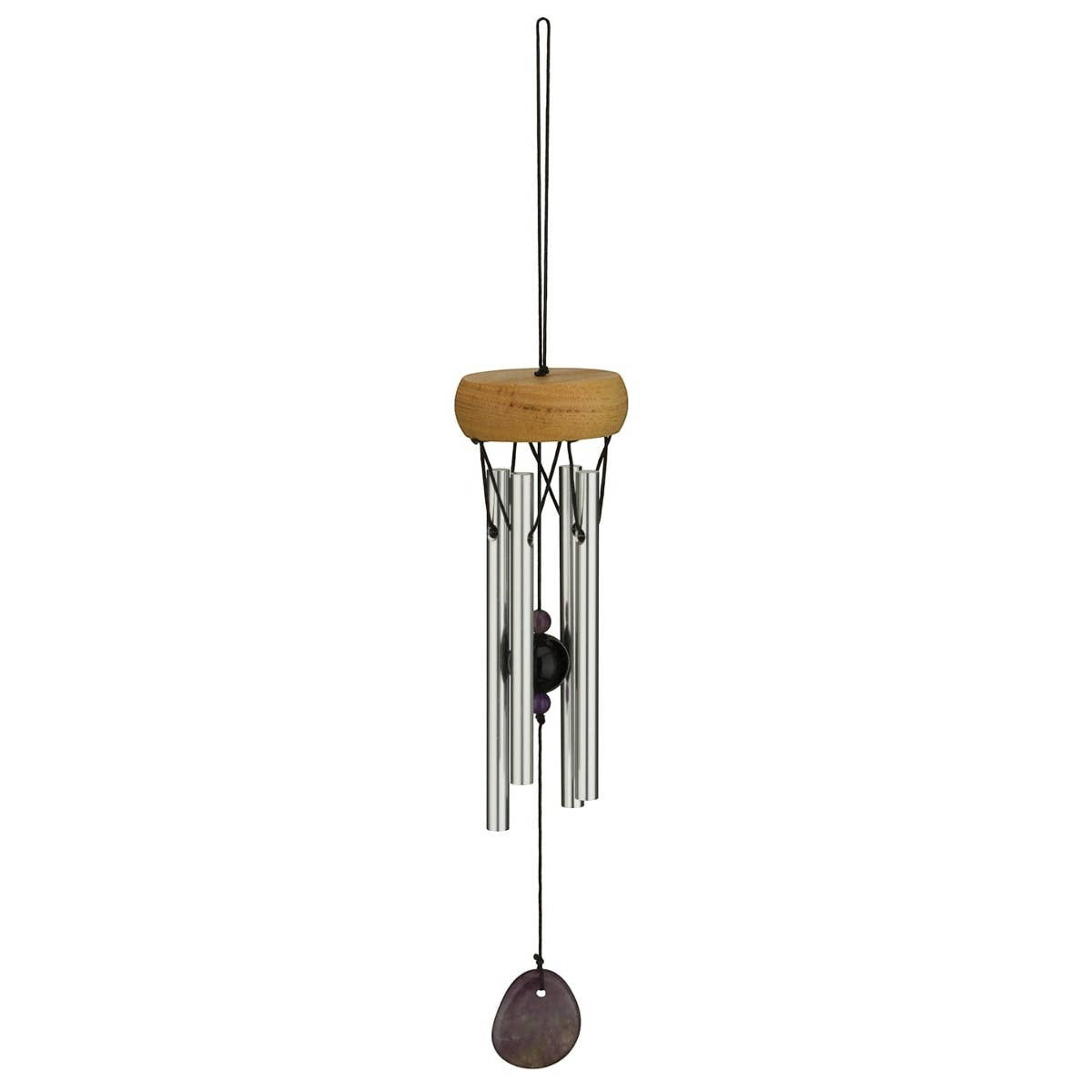 Mellow Monkey amethyst mini healing wind chime with wooden canopy and aluminum alloy tubes for garden decor