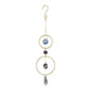 Mellow Monkey amethyst suncatcher ornament with bronze rings and hanging crystals for a sunny window display.