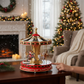 Mellow Monkey 10.5 inch animated musical resin carousel with multicolor holiday design and festive Christmas decor