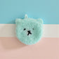 Mellow Monkey Good News Bears scrubby sponge in soft aqua. Features a cute bear face with embroidered eyes and nose. Dual-sided for versatile cleaning.