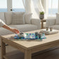 Mellow Monkey Aqua Bossanova 11-inch serving tray made of hand-painted Venetian glass in blue and green woven pattern.