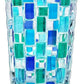 Mellow Monkey Bossanova Aqua Venetian Crystal Vase - 8" hand-painted mosaic glass with blue and green hues.